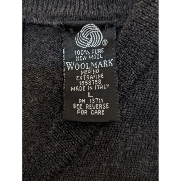 Men's‎ L Dark Gray Vest 100% Merino Wool Made in Italy Knit Pullover - Picture 2 of 6